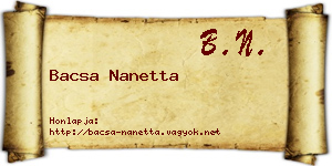 Bacsa Nanetta névjegykártya
